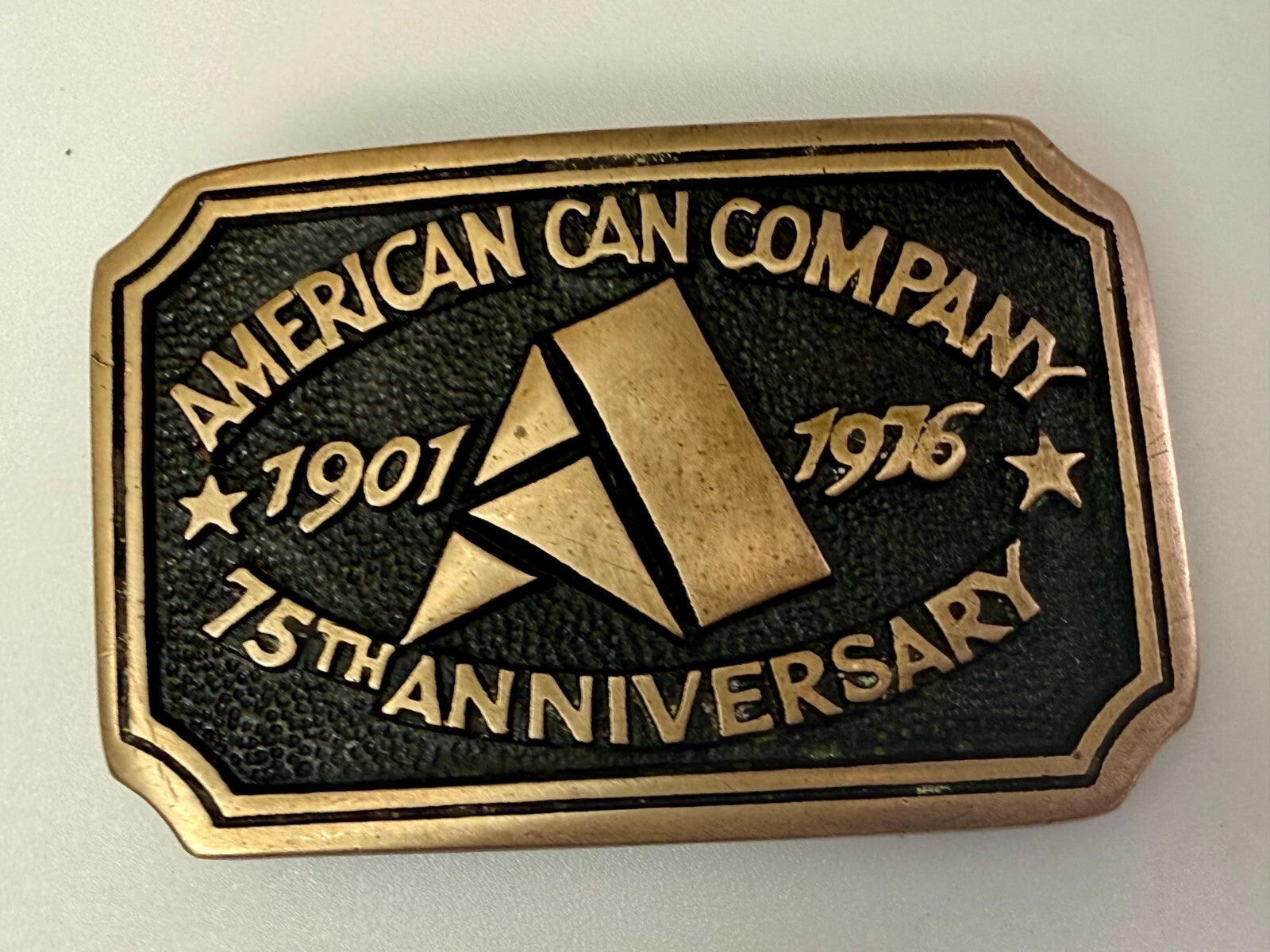 American Can Company 75th Anniversary 1901-1976 Solid Brass Heritage Belt Buckle