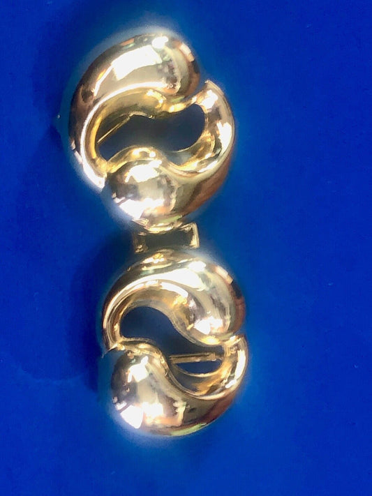 VINTAGE GOLD Color or plated ABSTRACT Art Deco  DESIGN Two Piece BELT BUCKLE