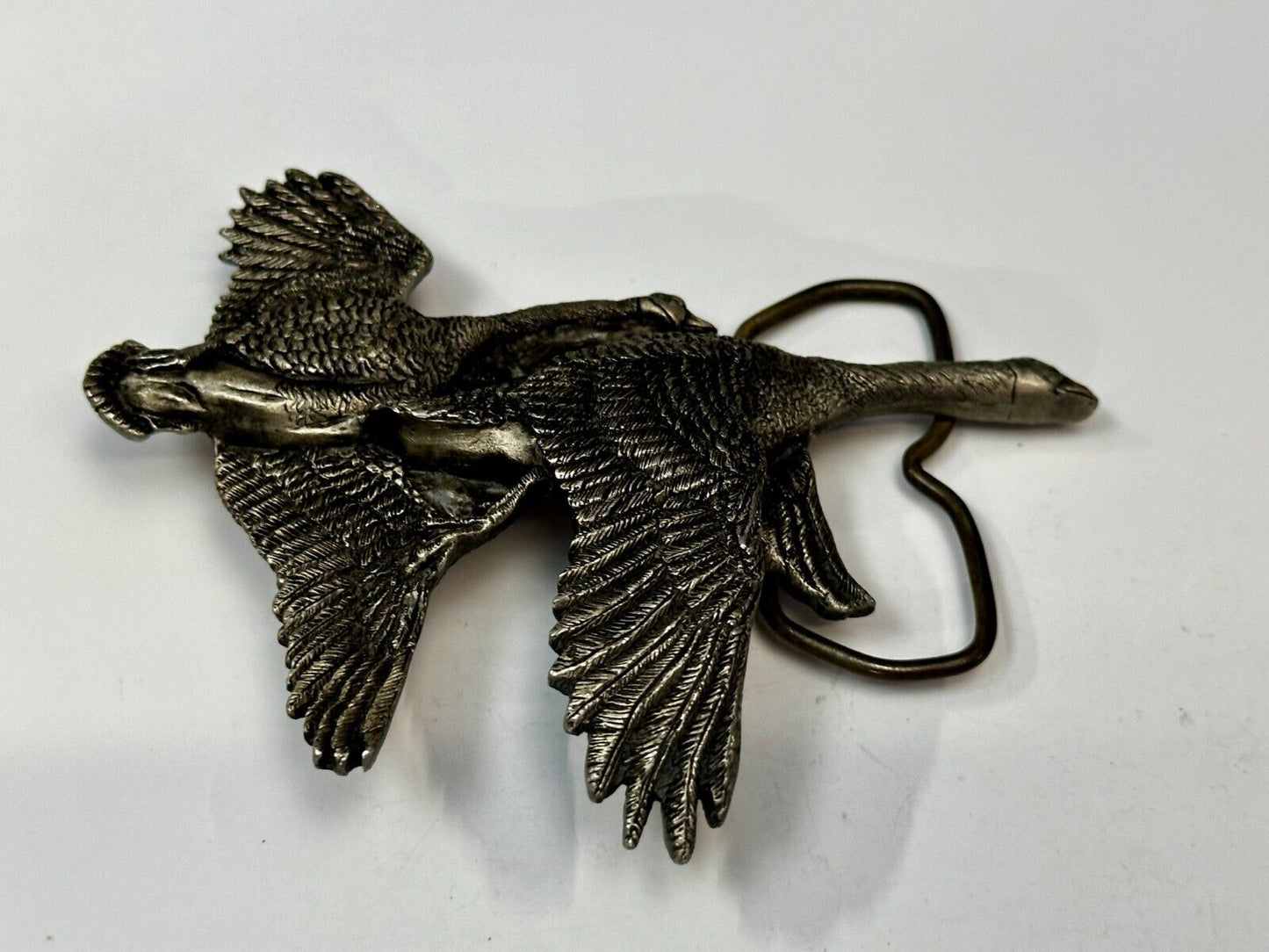 Two Flying Ducks Vintage 1970 Vinegarroon Foundries Cutout Pewter Belt Buckle