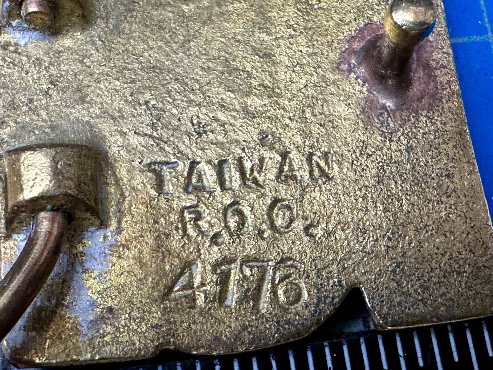 TOM Custom Name in cutout block letters solid brass belt buckle - Taiwan ROC