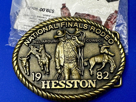 1982 Hesston National Finals Rodeo NFR Cowboys NOS Western Adult Belt Buckle