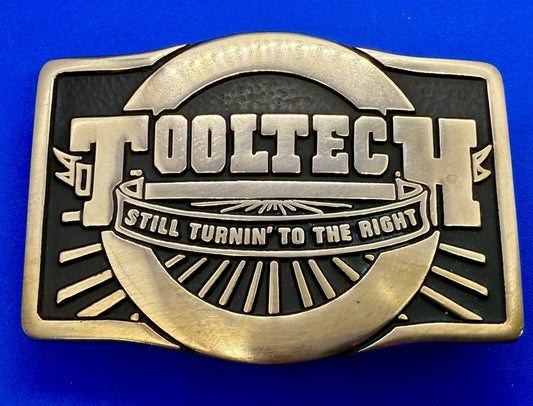 Tooltech Still Turnin To The Right Solid Brass VTG 1984 Anacortes Belt Buckle
