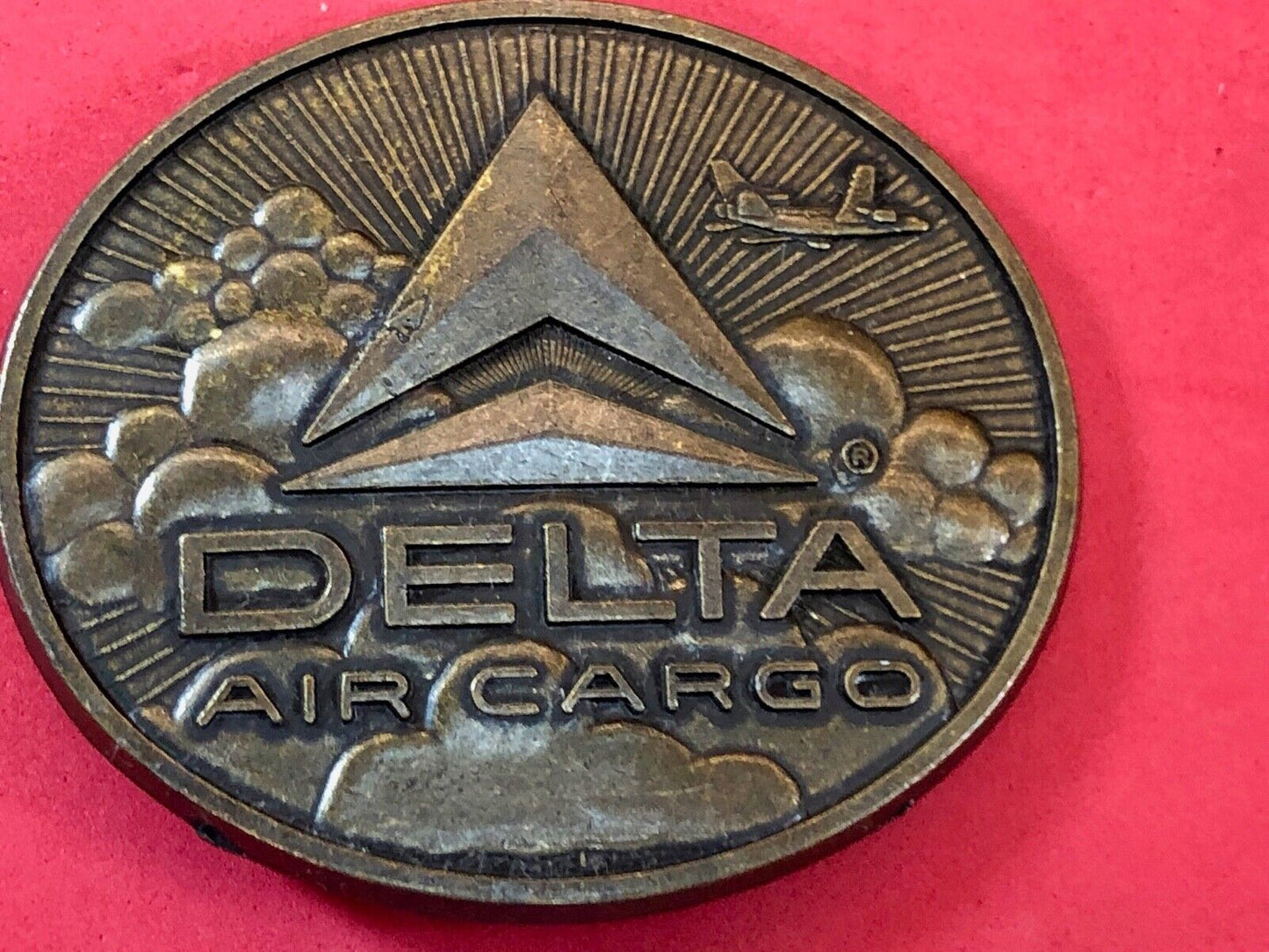 Vintage DELTA Air CARGO airlines brass tone Belt Buckle 