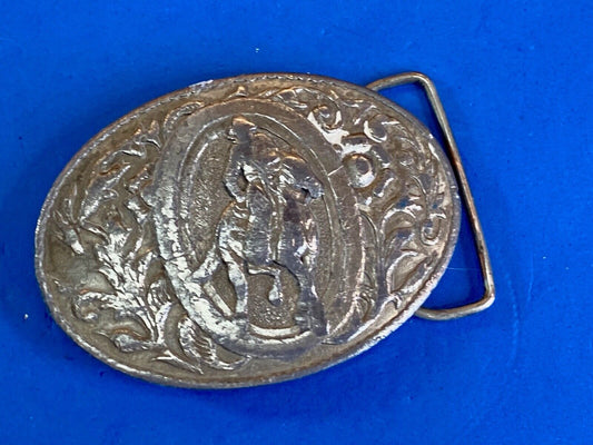Vintage 1978 Cowboy On Horseback Centered In Western Belt Buckle By Shopkeeper