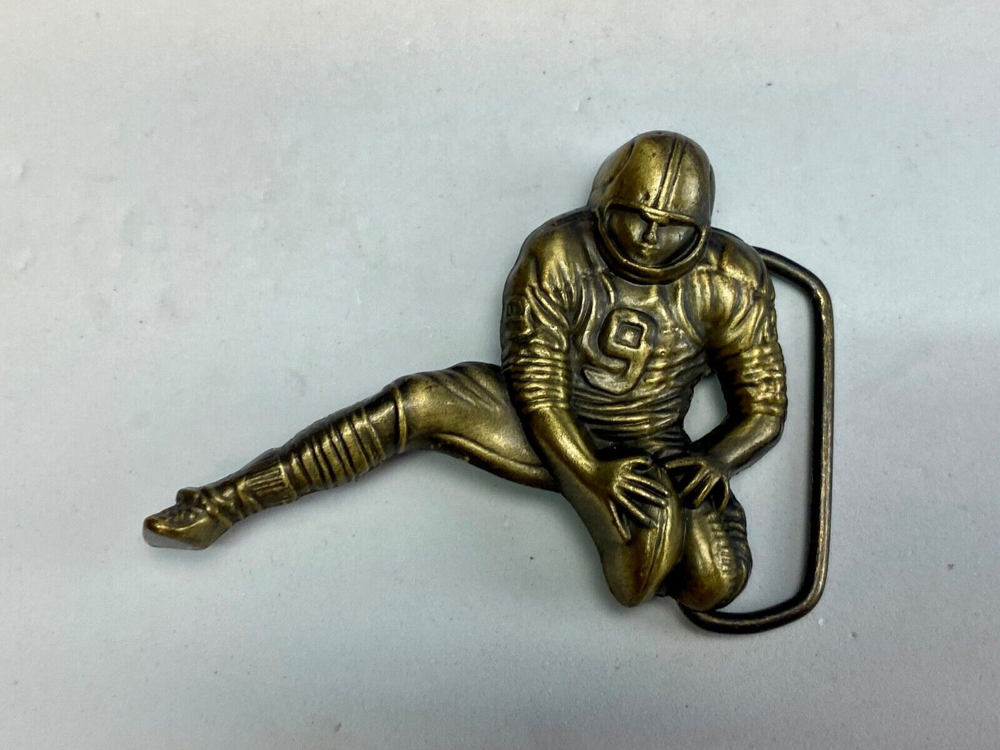 Vintage Football #9 Placeholder place holder player kicker figural belt buckle 
