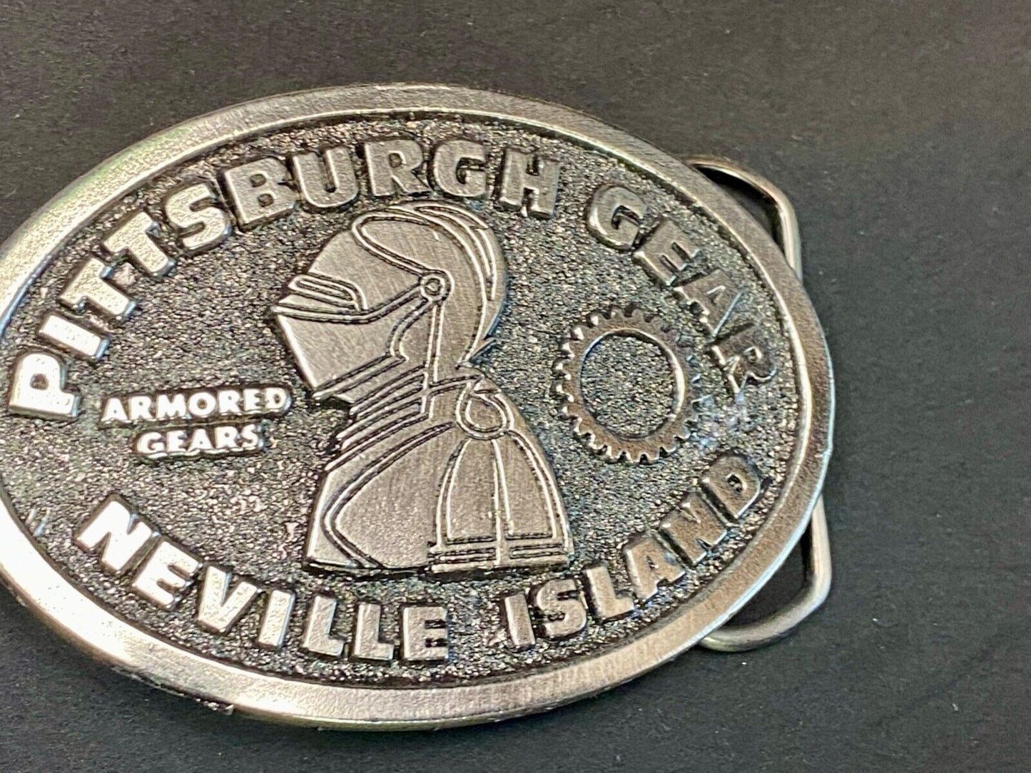 77 Pewter Belt Buckle Pittsburgh Gear Neville Island Great American Belt Buckle