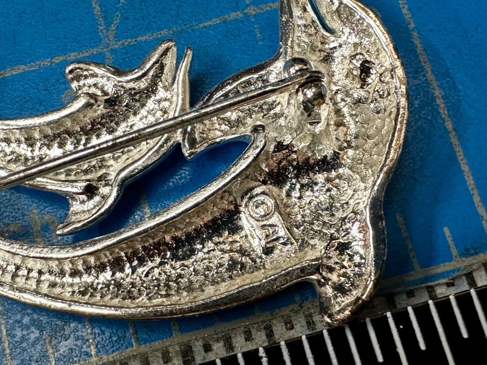 Two  Dolphins Curved Jumping in ocean scene AK Anne Klein Brooch Pin