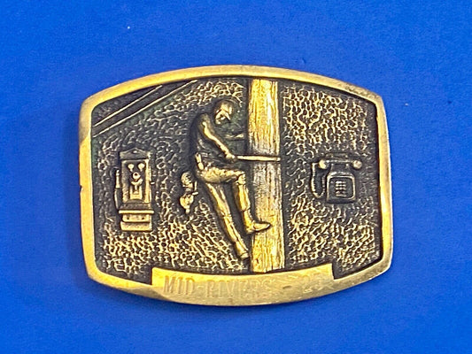 Telephone Communications Telecomunications Pole Climber Utility Belt Buckle