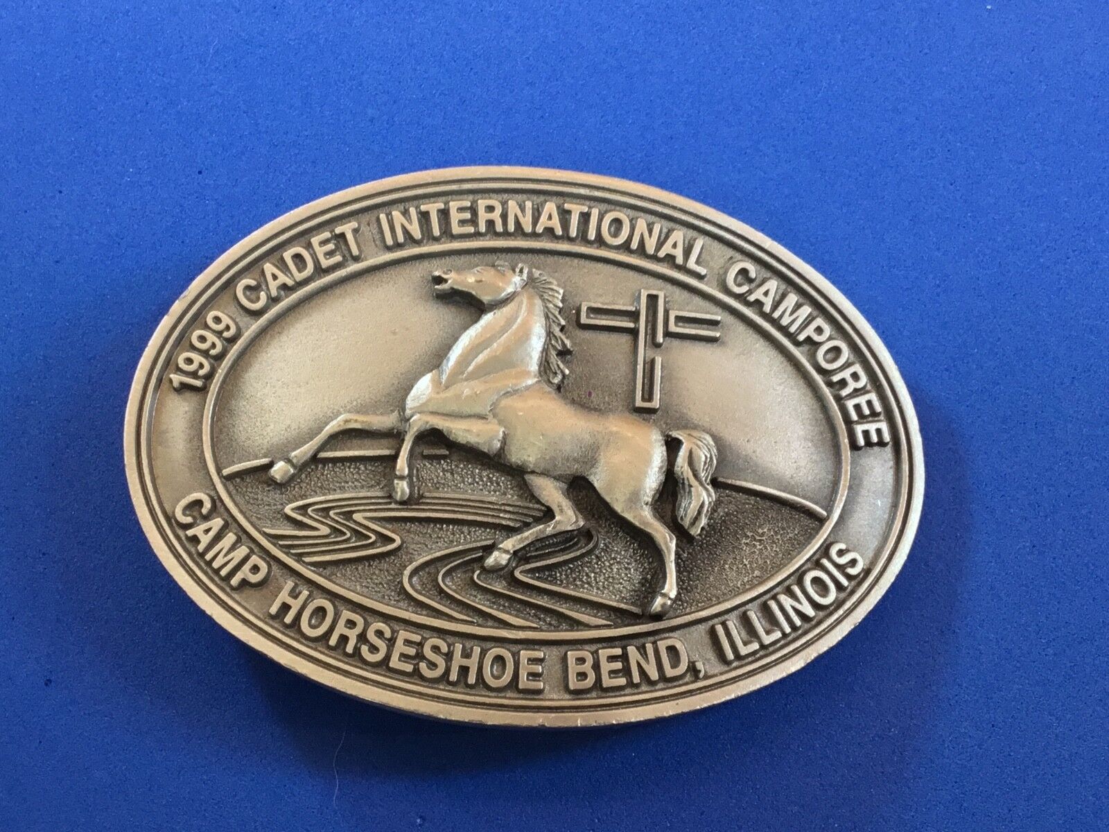 1999 Cadet International Camporee Belt Buckle - Camp Horshoe Bend IL