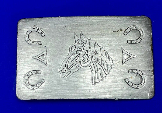 Vintage Chambers Belt Co. Usa Horse Head Belt Buckle Horseshoes Wear