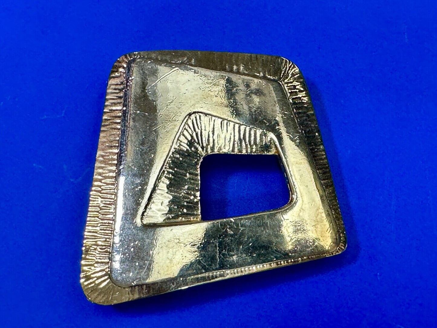 Abstract Open Work Cut Out  Brass Tone Hippy Boho Belt Buckle
