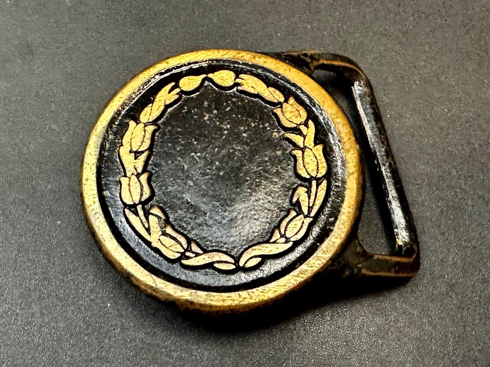 Valleau Studio Olive Branch Floral Theme  Saugatuck Michigan brass belt buckle