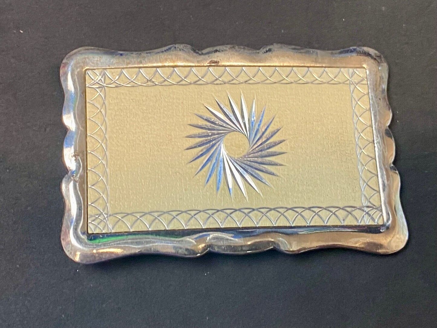 Vintage Etched Star Swirl Burst Pattern Western Rectangular Belt Buckle 