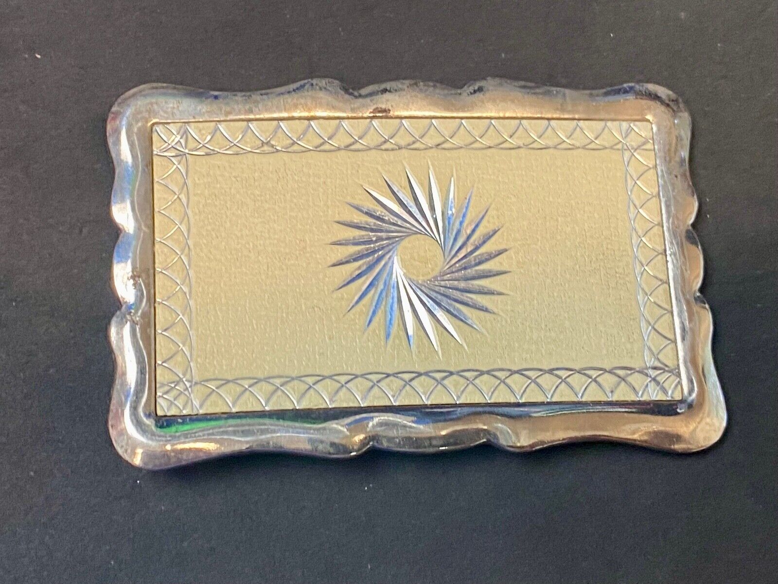 Vintage Etched Star Swirl Burst Pattern Western Rectangular Belt Buckle 