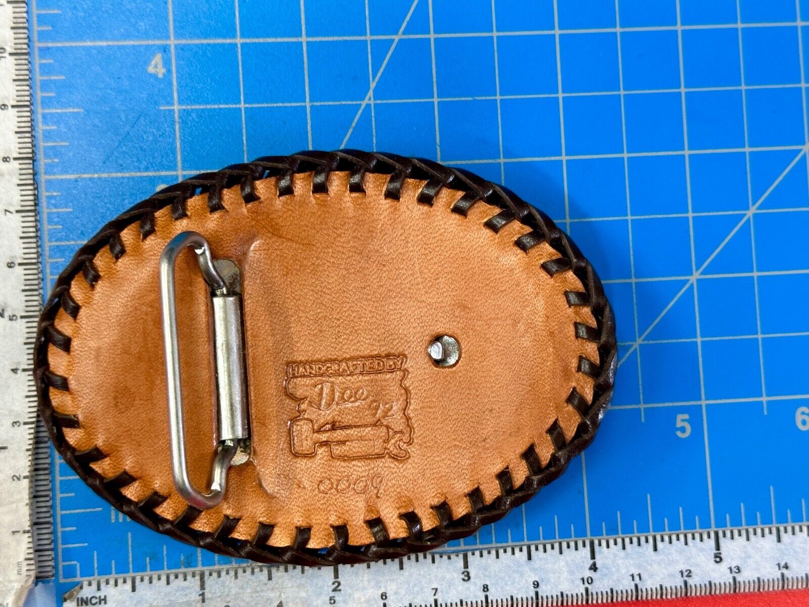 TOBW Vintage 1992 Handcrafted DEE #0009 Leather belt buckle