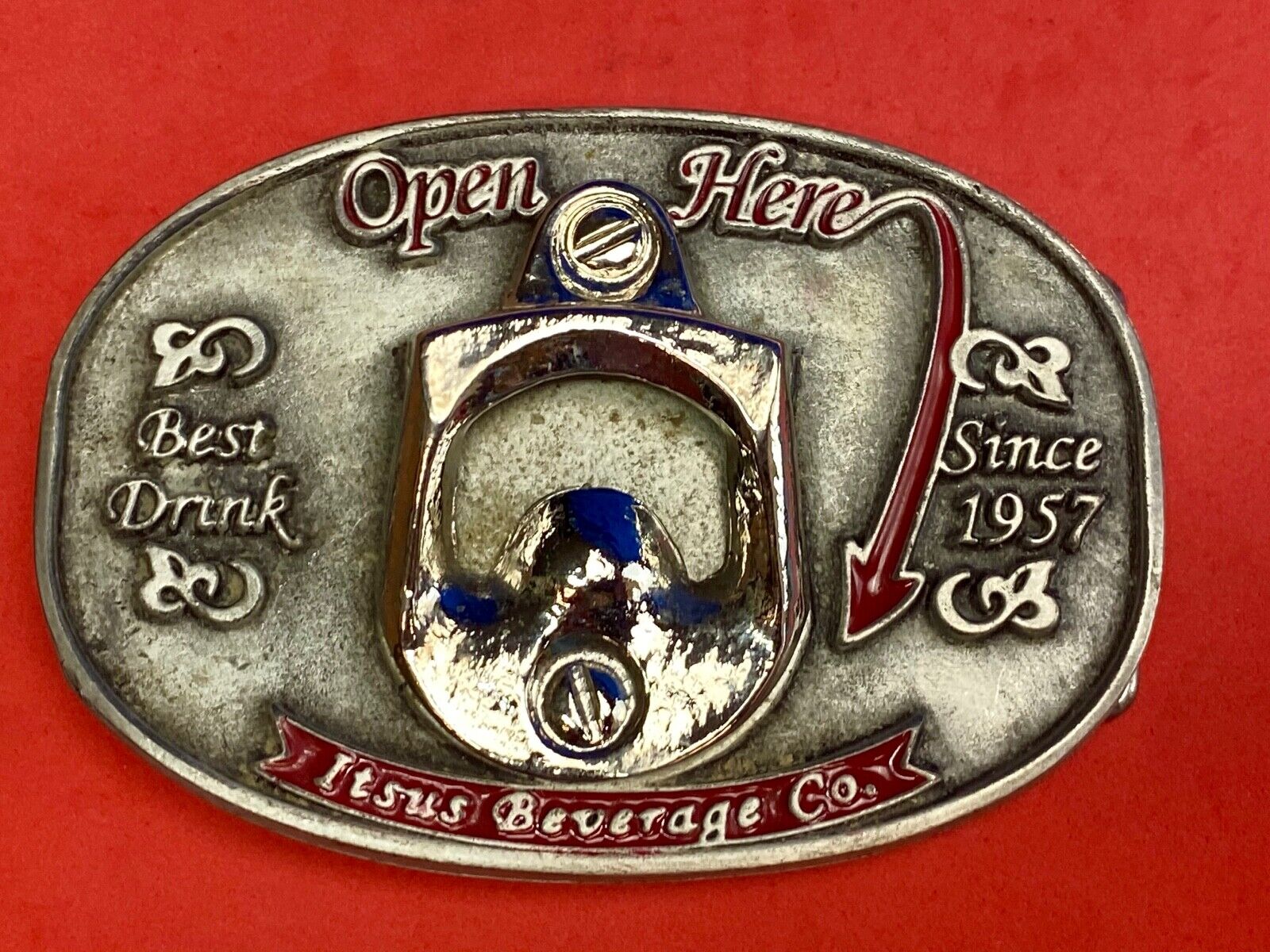Vintage Bottle Opener Belt Buckle - Open Here - ultimate pickup line! maybe? 