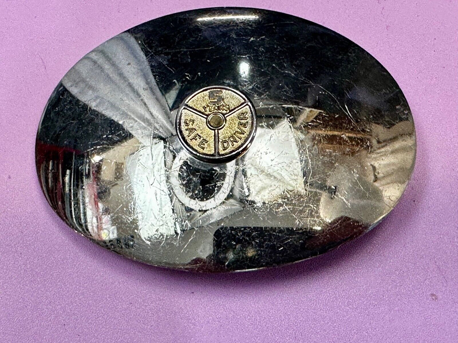 5 years Safety Award Vintage Nickel Silver reflective oval Belt Buckle