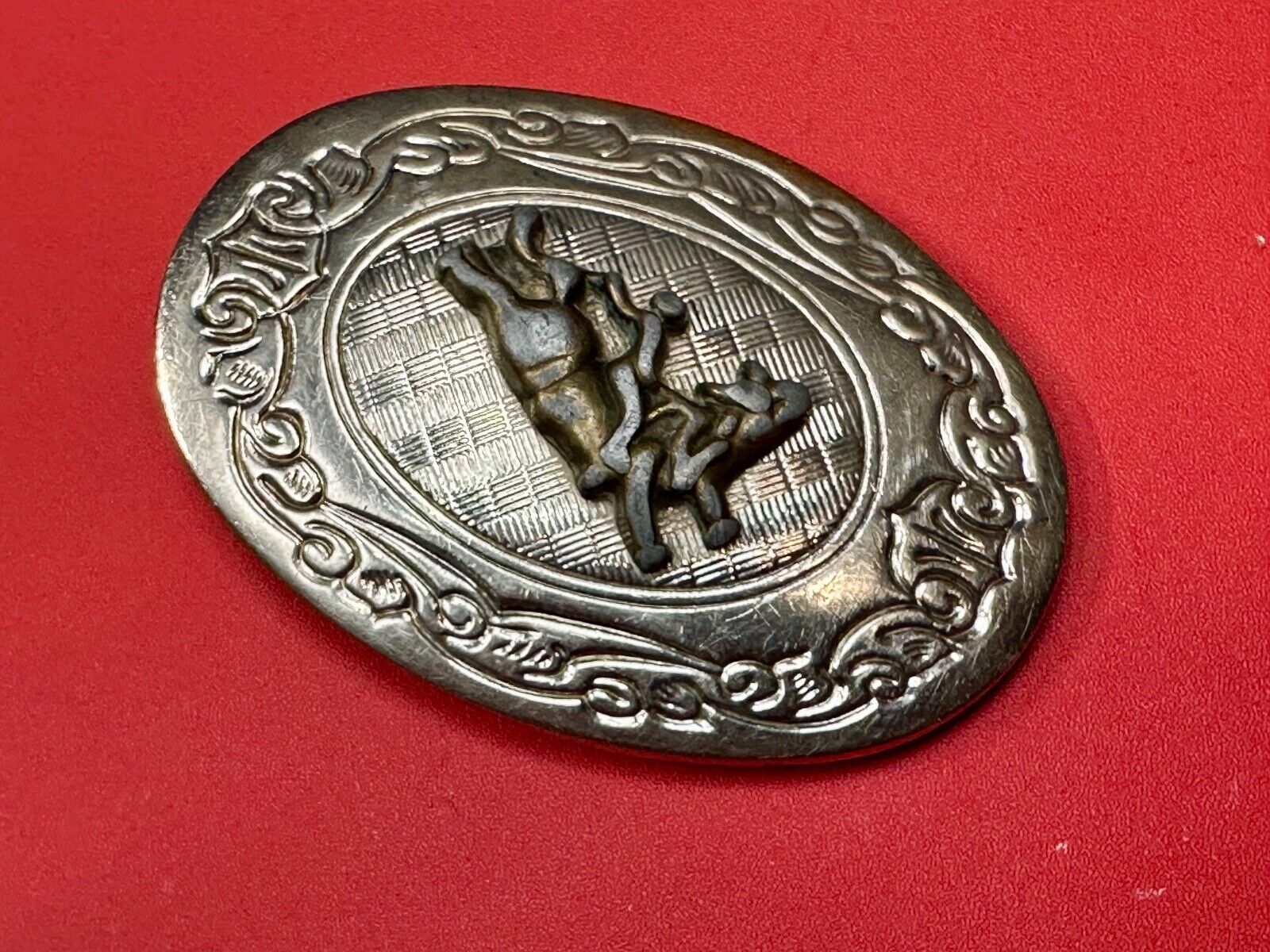 Vintage Cowboy Saddle Bronc 3" wide western oval belt buckle