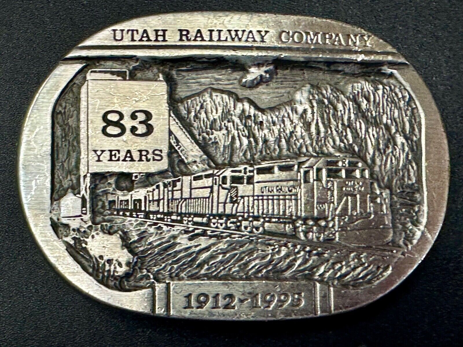 Utah Railway Co Vtg Train Railroad 83 Years - Gary Prazen Sculpture Belt Buckle