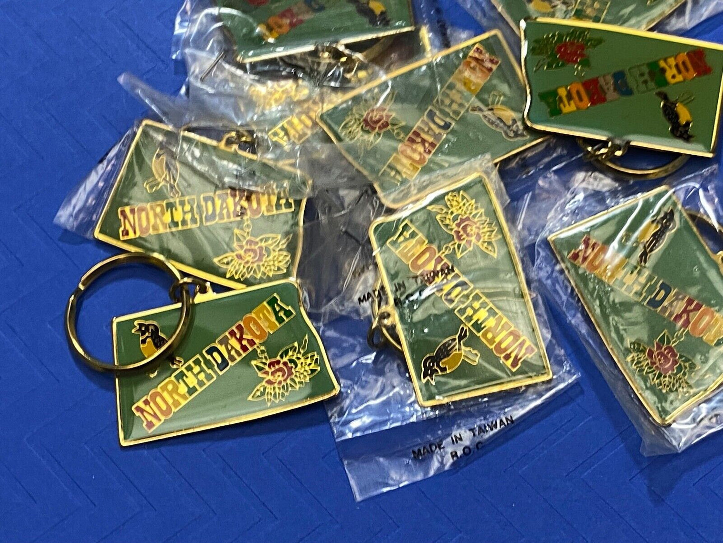 10 LOT North Dakota Souvenir Keychain -Key Ring Chain Resale Pack wholesale pack