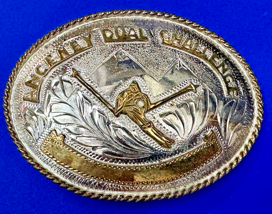 Amcemey Dual Challenge Downhill Ski Trophy Award Vintage Western Belt Buckle