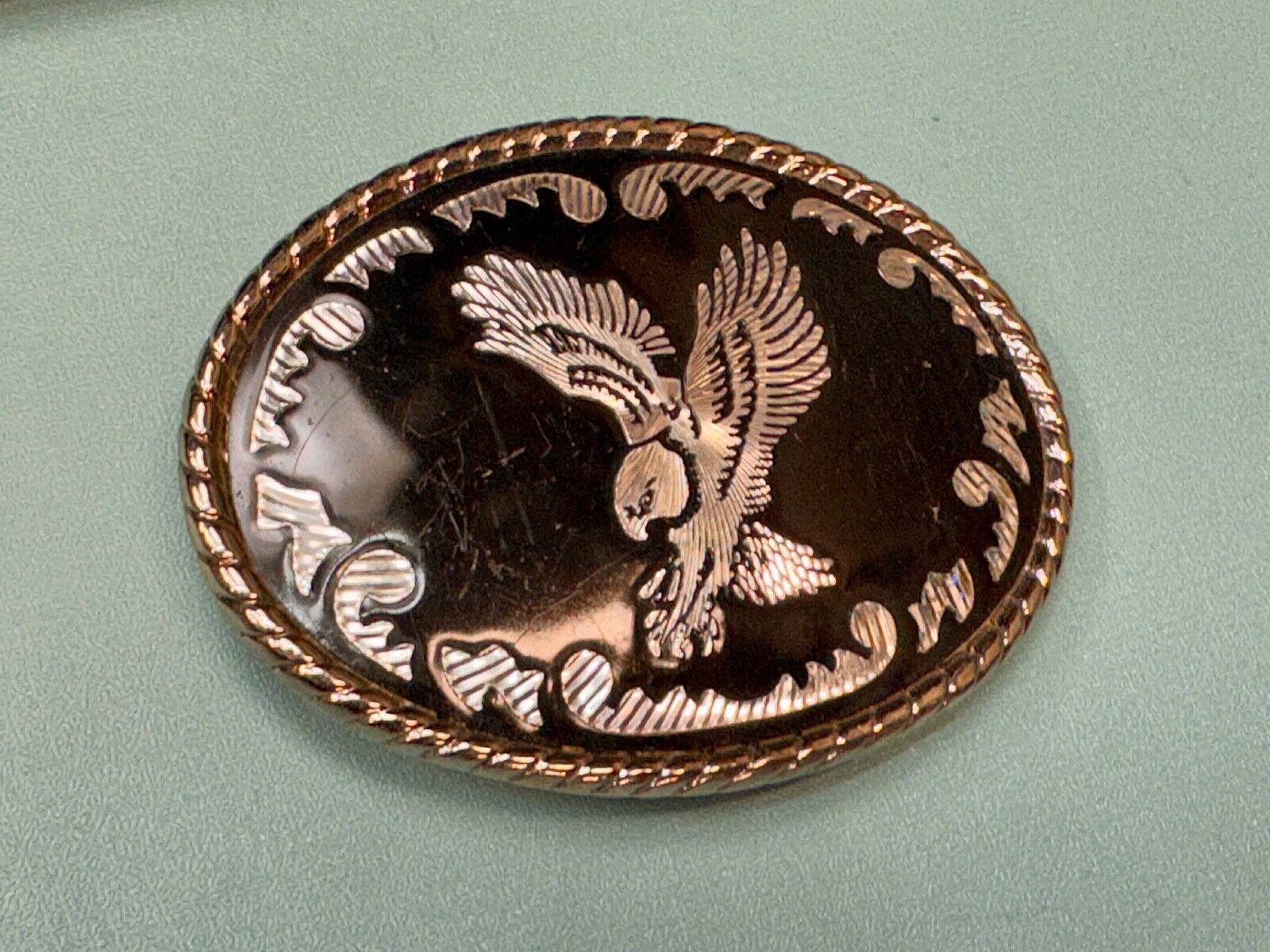 unique flying hunting diving EAGLE western Silver & black color belt buckle - W