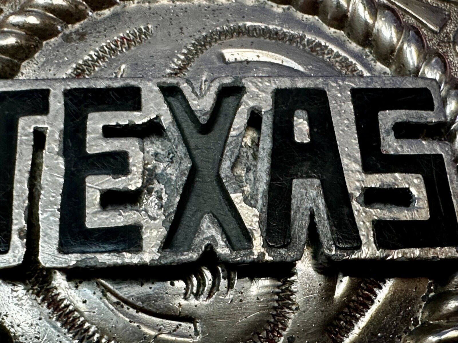 Texas State - Large Centerpiece Ornate Silver Tone Vintage Belt Buckle