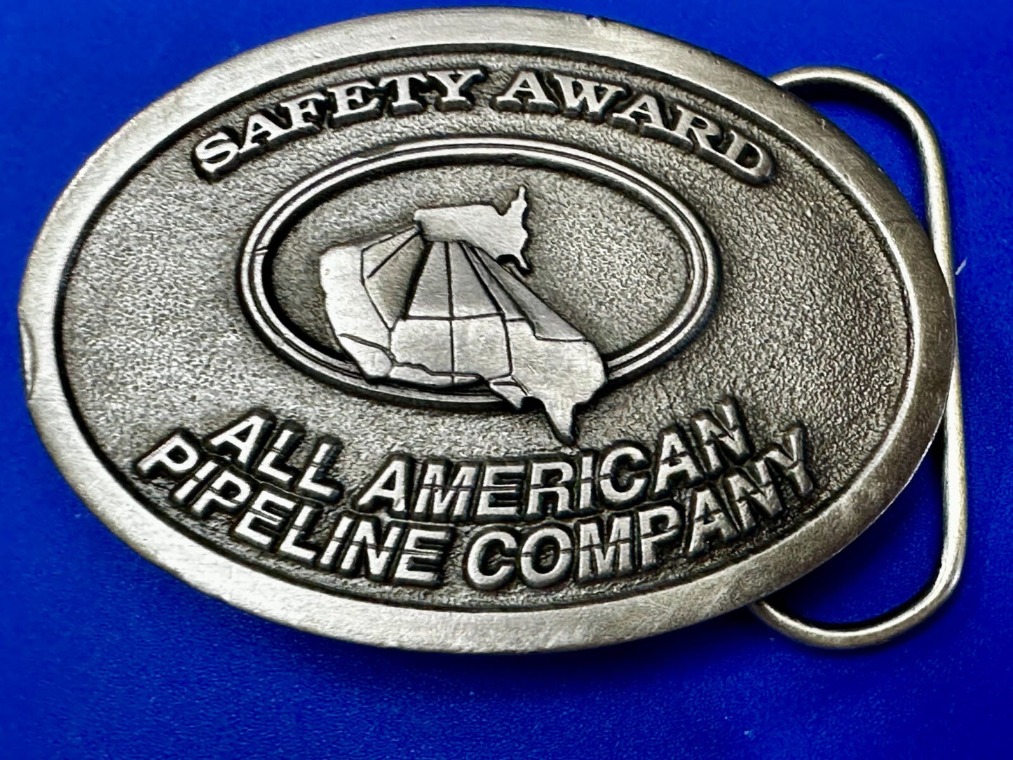 All American Pipeline Company Safety Award Worker Commemorative 1994 Belt Buckle