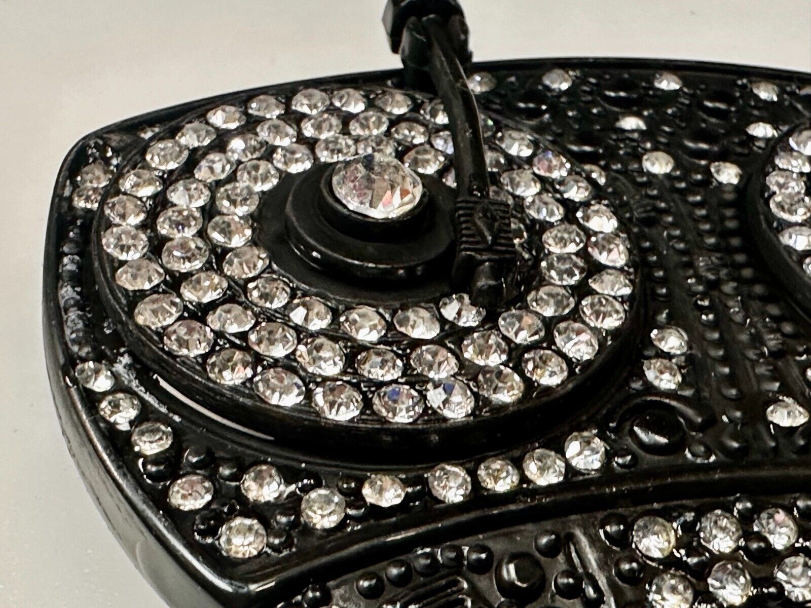 Spinner DJ Turntables Record Player Rhinestone Accented Turning Belt Buckle