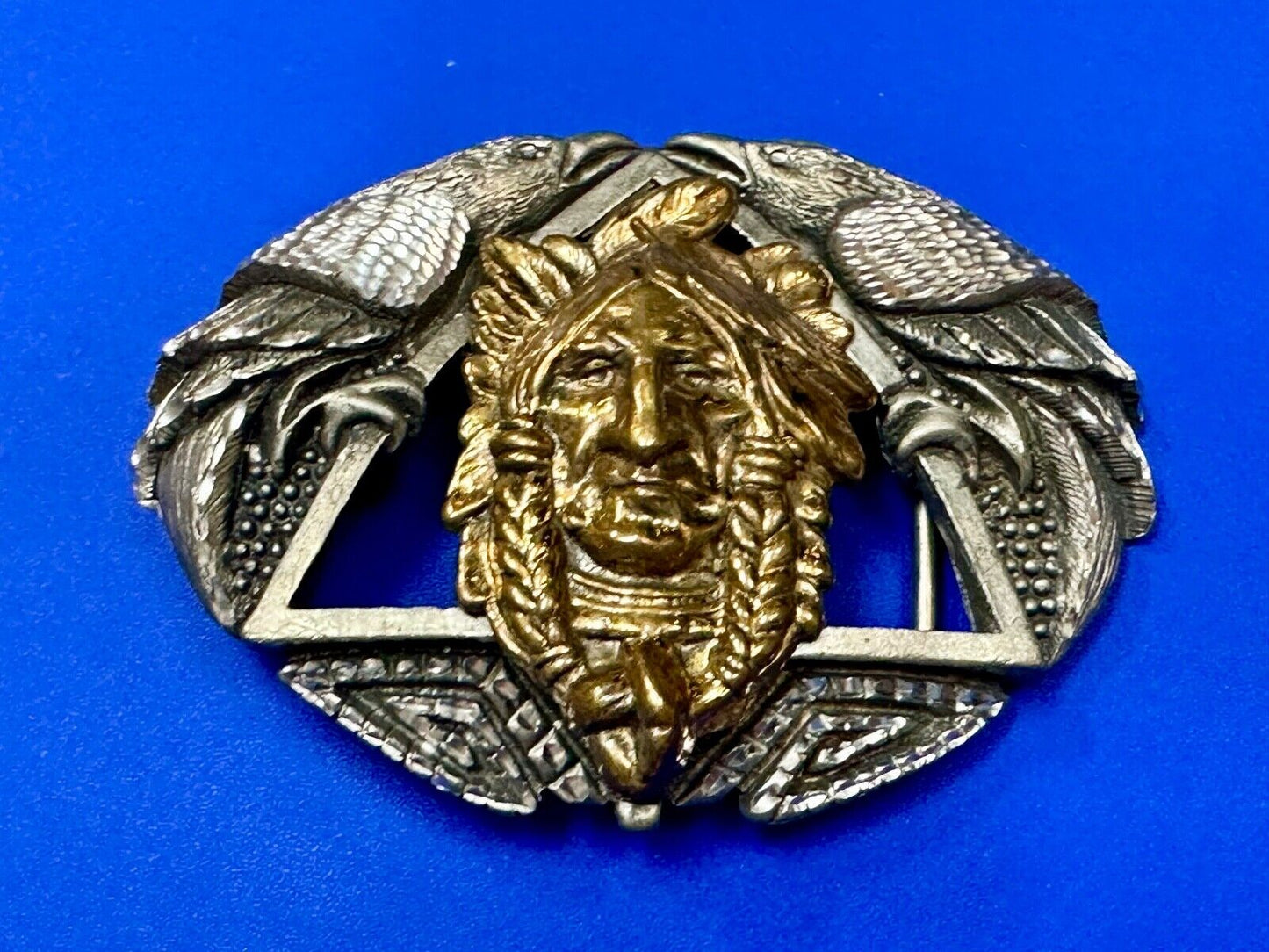 Unique Native American Indian Vintage Two tone EGE 93 Belt Buckle