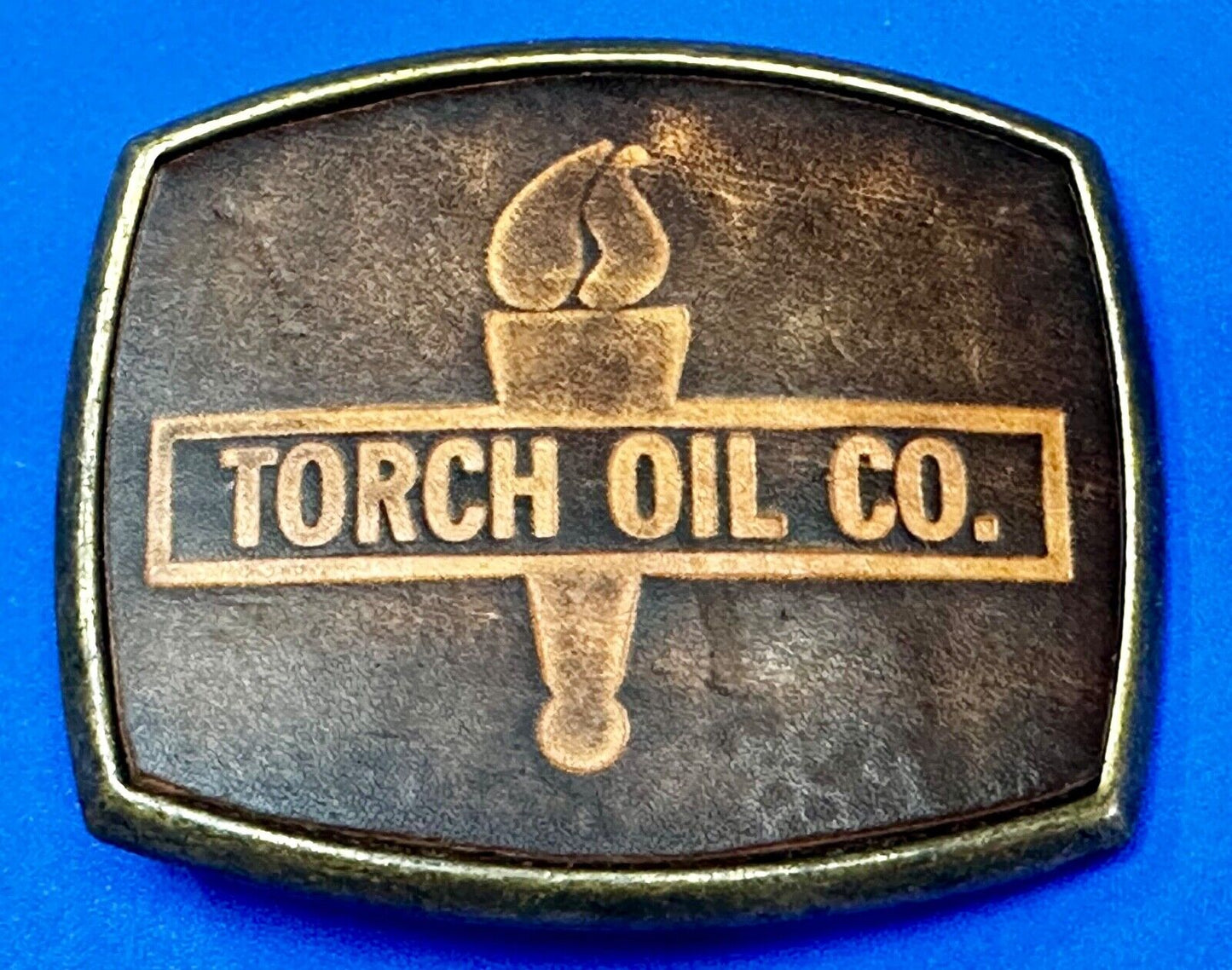 Torch Oil Company gas mine drilling refinery Vintage El-Cid Belt Buckle