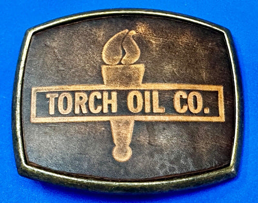 Torch Oil Company gas mine drilling refinery Vintage El-Cid Belt Buckle