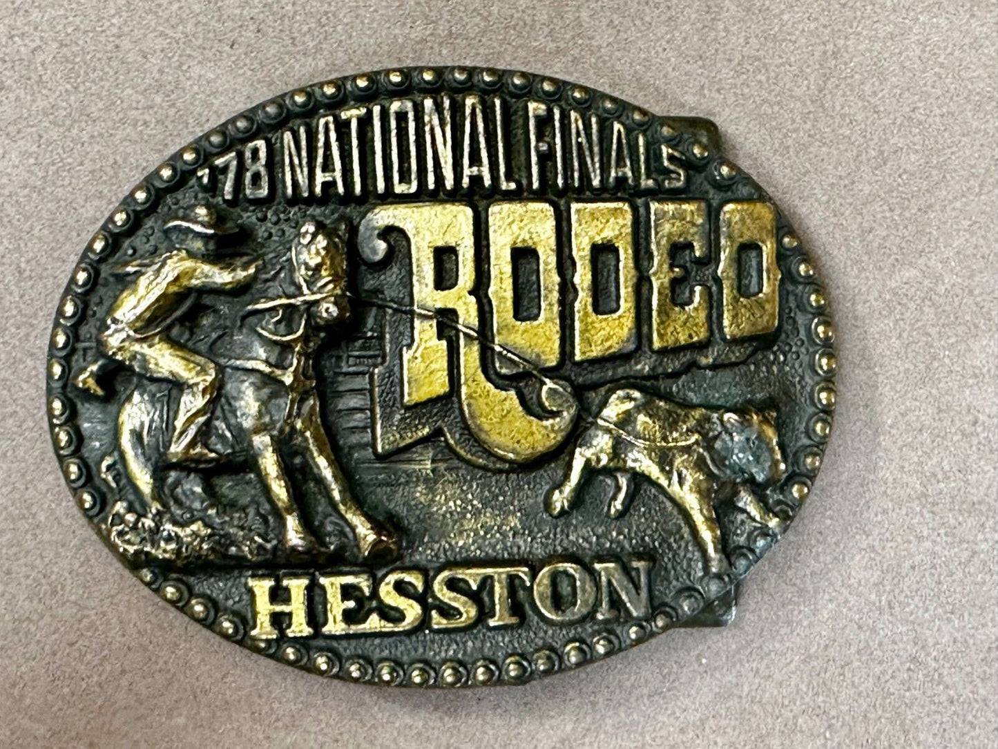 1978 Hesston National Finals Rodeo NFR Rodeo Cowboys NOS Western Belt Buckle