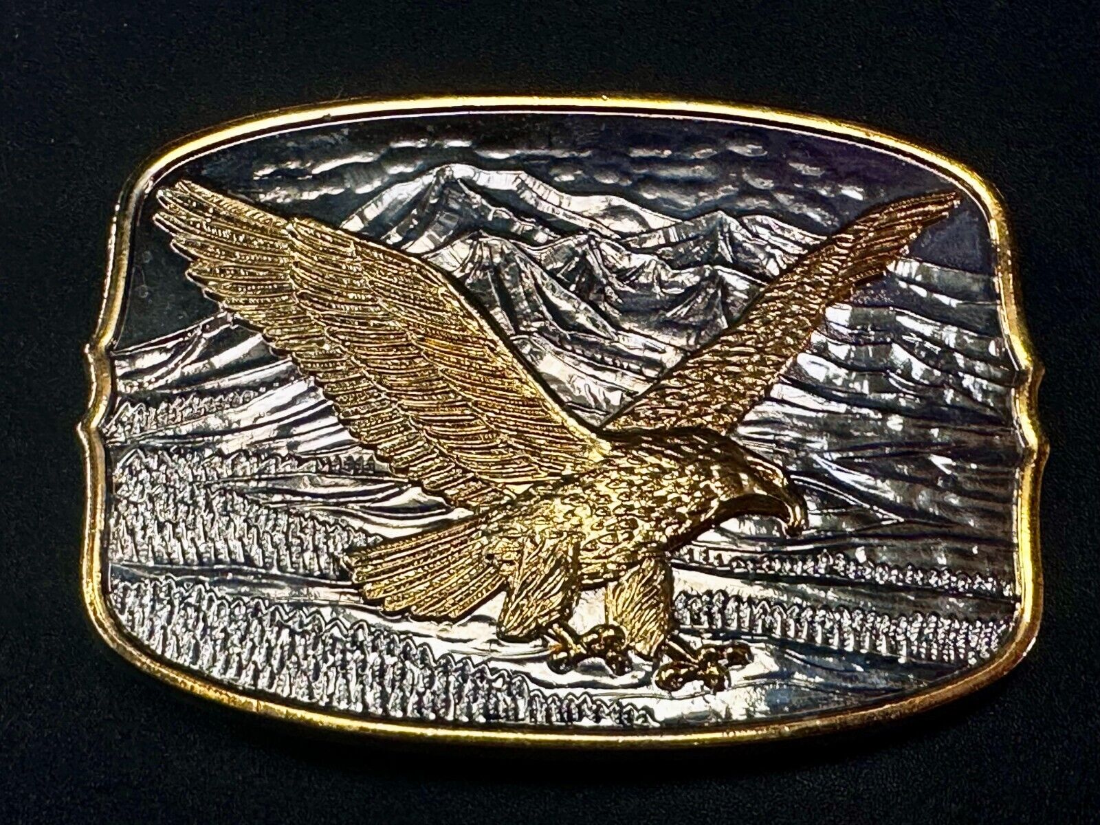 American Eagle commemorative 24K gold & silver plated belt buckle w/ COA