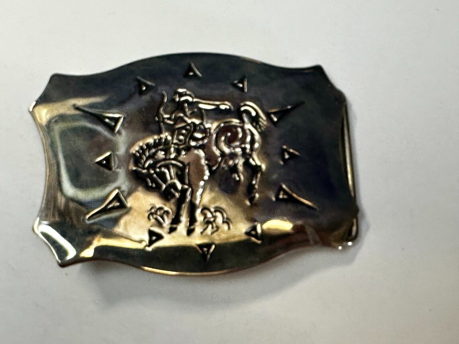 Vintage Cowboy Saddle Bronc western belt buckle by Chambers