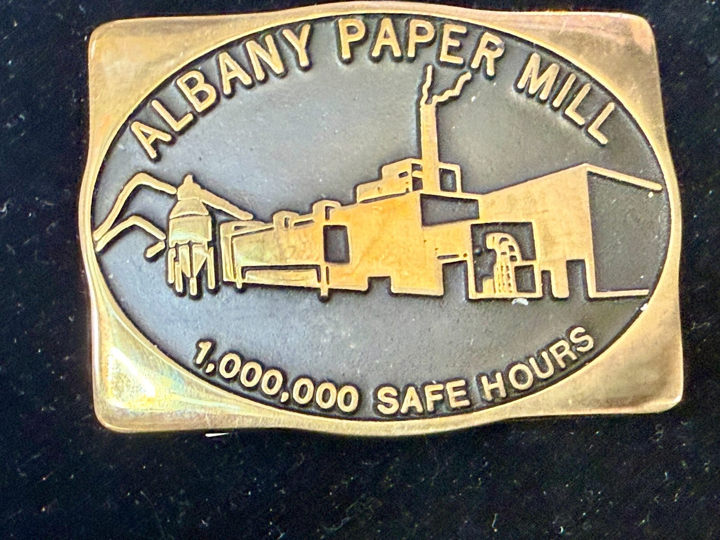 Albany Paper Mill 1,000,000 Safe Hours Solid Brass 1988 Anacortes Belt Buckle