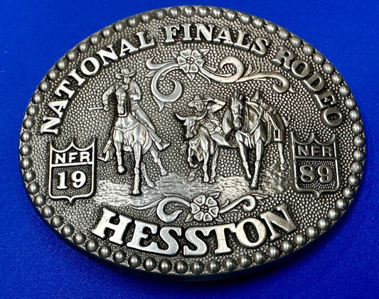 1989 NATINOAL FINALS RODEO NFR NOS Western Cowboy ADM Belt Buckle