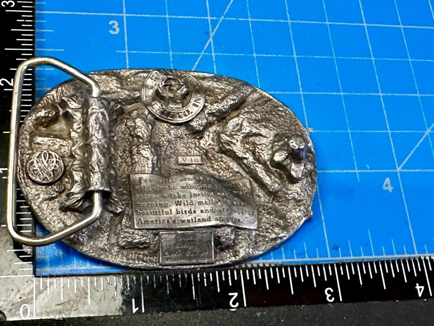 American Wild Mallards Ducks  Flying Over the Lake VTG 1983 Belt Buckle Siskiyou