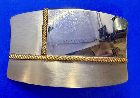 Vintage Gold Rope Design Reflective Nickel Silver Belt Buckle