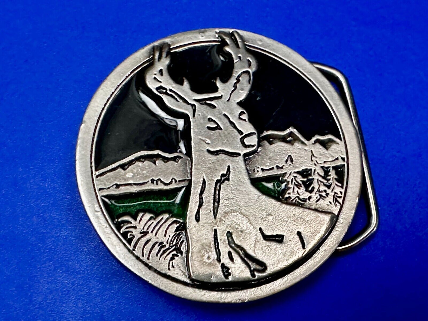 Abstract Deer Drawing Vintage Round Raised numbered Belt Buckle