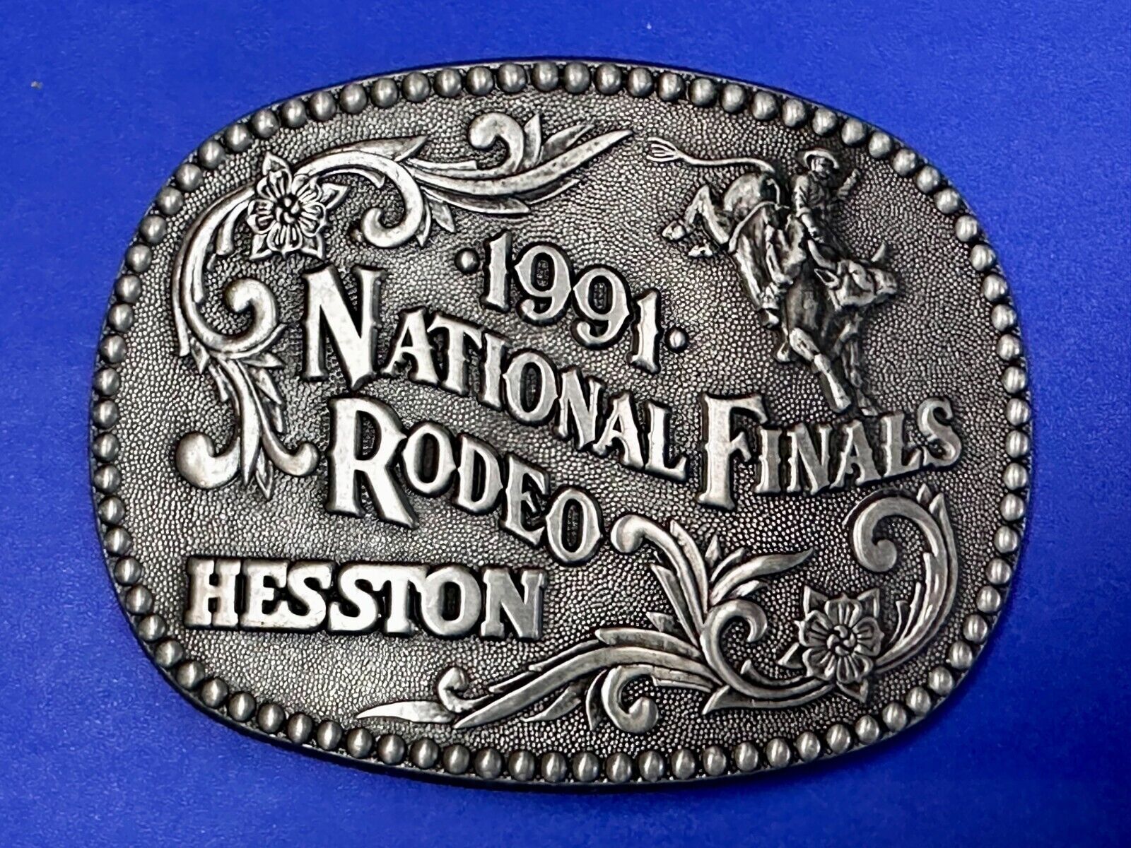 1991 ADM Hesston NFR National Finals Rodeo Cowboys Western Belt Buckle