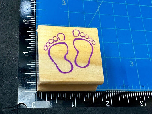 Baby Footprints Feet  - NOS 1.5" Rubber Stamp for Crafting and Card Making