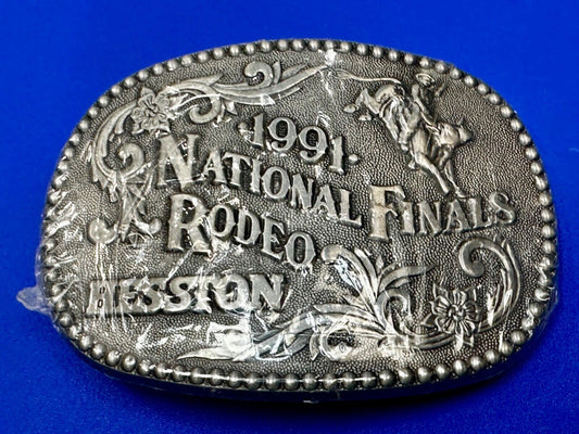 1991 ADM NATIONAL FINALS RODEO ADULT SIZE  NFR NOS WESTERN COWBOY BELT BUCKLE