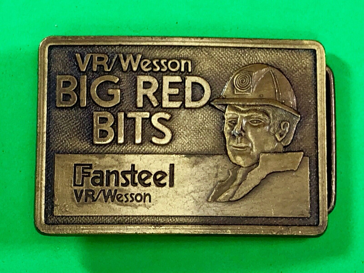 Vintage Belt Buckle  - VR / Wesson BIG RED BITS  Fansteel Company Advertisement 