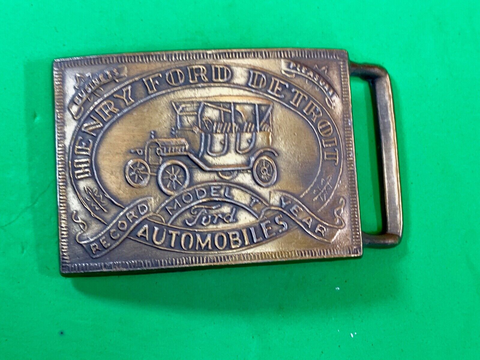 Vintage Henry Ford Detroit Automobiles Metal Belt Buckle     Model T Antique 