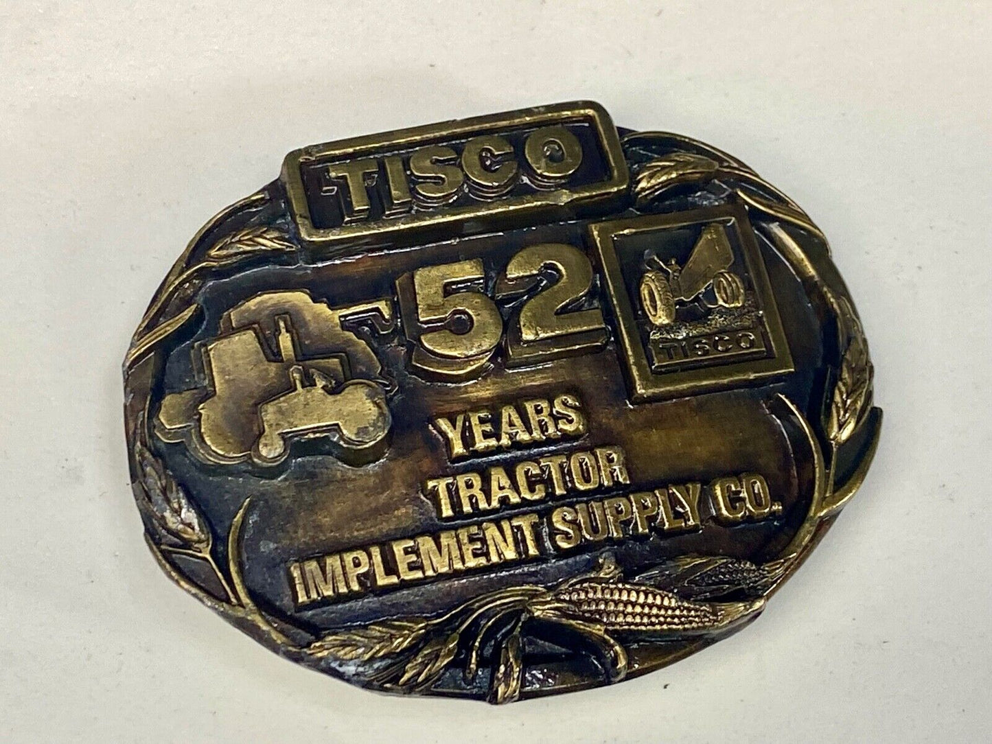 Vtg. Tisco Tractor Implement Supply Agriculture Farm Farming 52 Year Belt Buckle