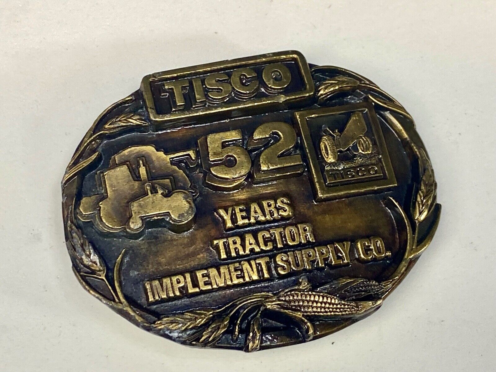 Vtg. Tisco Tractor Implement Supply Agriculture Farm Farming 52 Year Belt Buckle