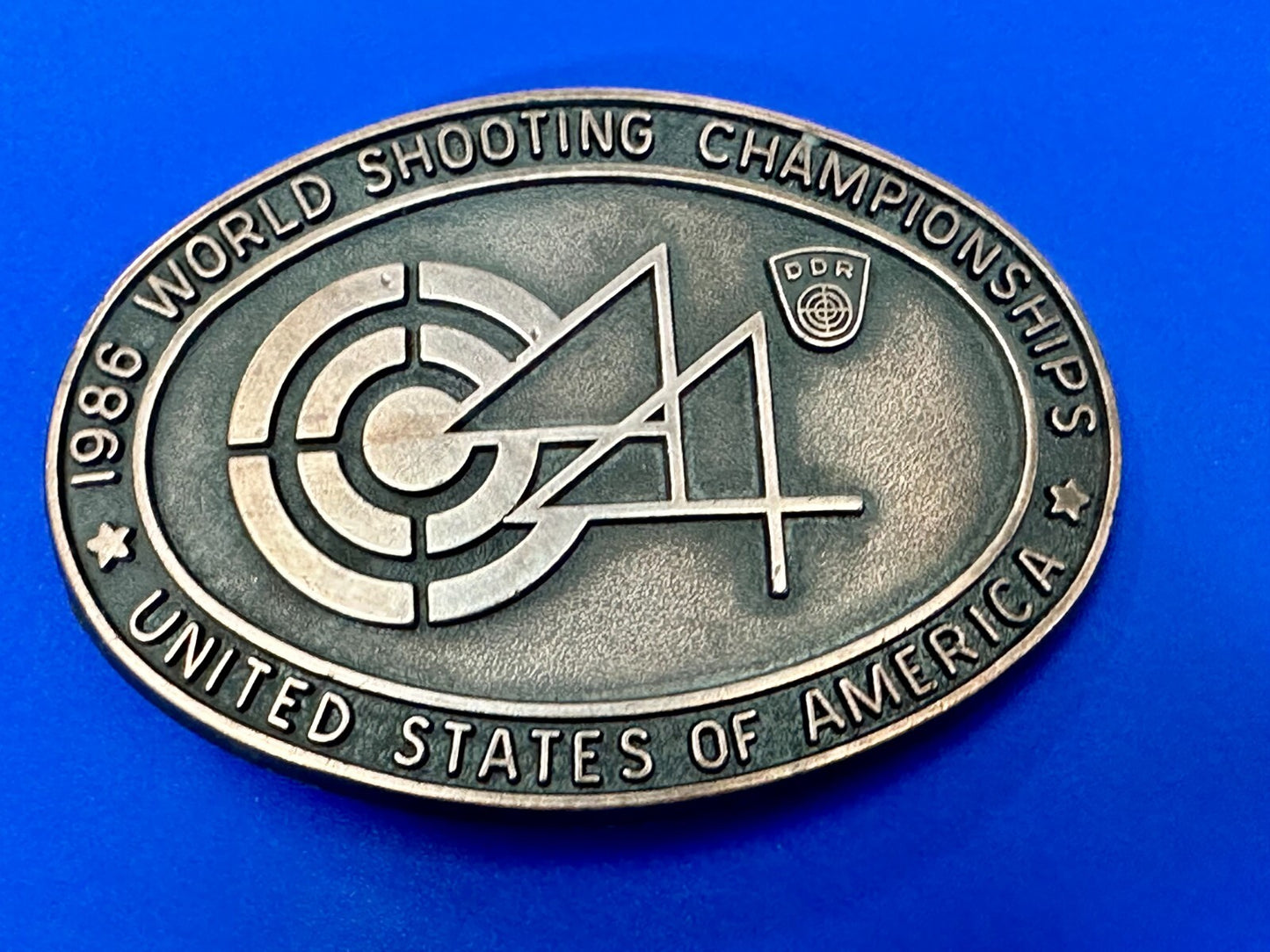 United States of America 1986 World Shooting Championship Souvenir Belt Buckle