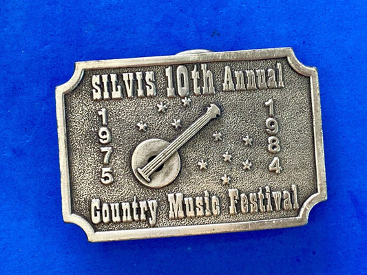 Vintage 1984 10th annual Country music festival SILVIS Illinois belt buckle  