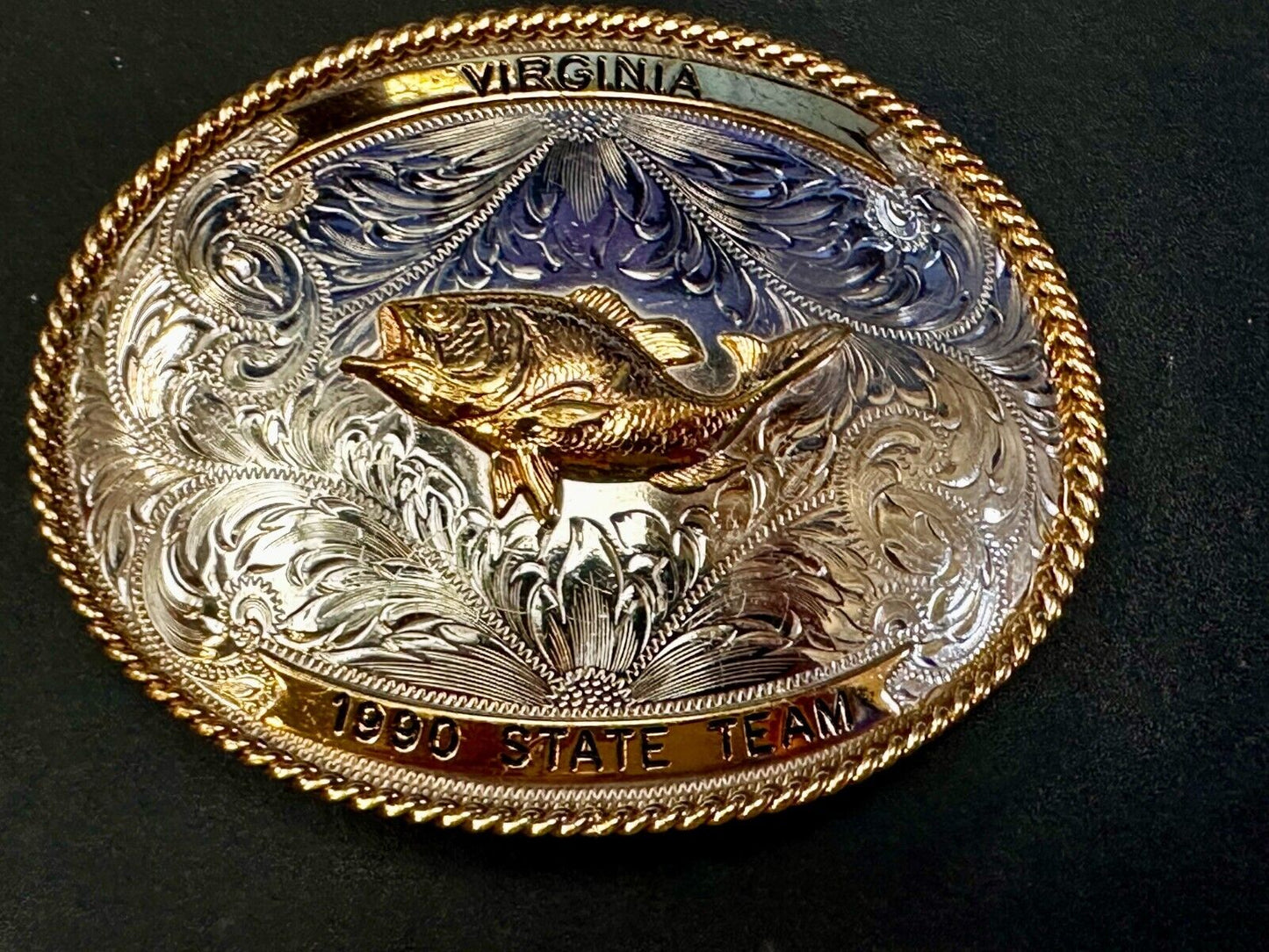 VA State Mr. Bass Fishing Clayton Lake Trophy Montana Silversmiths Belt Buckle